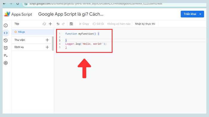Hướng dẫn thao tác với Google Apps Script - Bước 3