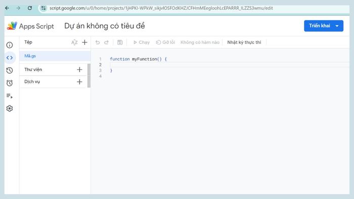 Hướng dẫn thao tác với Google Apps Script - Bước 1