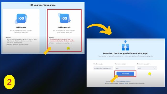 Cách thực hiện hạ cấp iOS 18 xuống 17 bằng phần mềm - Bước 2