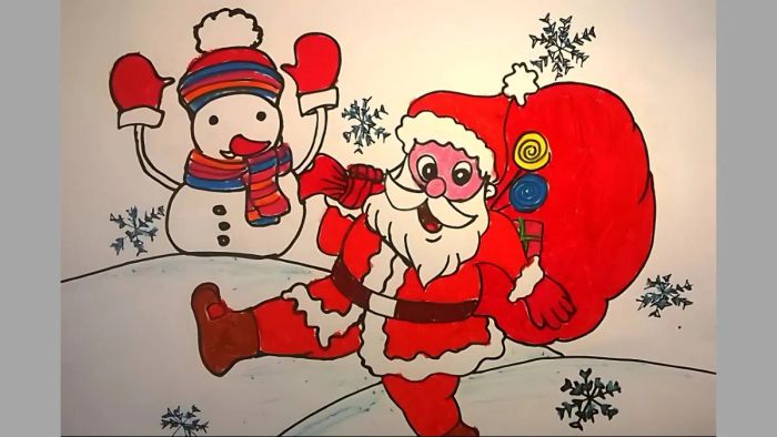 Tranh ông già Noel dễ thương và vui nhộn