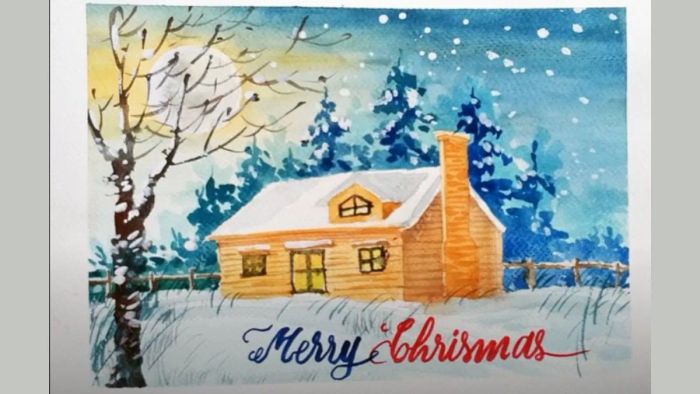 Hướng dẫn từng bước vẽ tranh Noel nâng cao - Bước 1