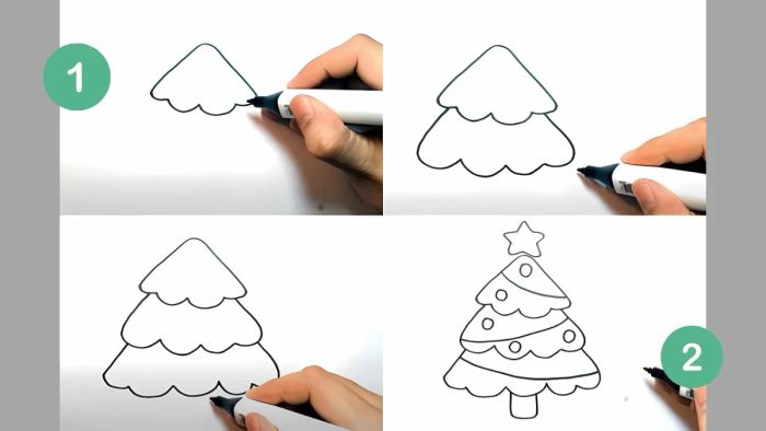 Hướng dẫn vẽ cây thông Noel đơn giản