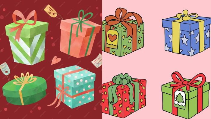 Gợi ý mẫu vẽ hộp quà Noel dễ thương và đáng yêu (Mẫu 4)