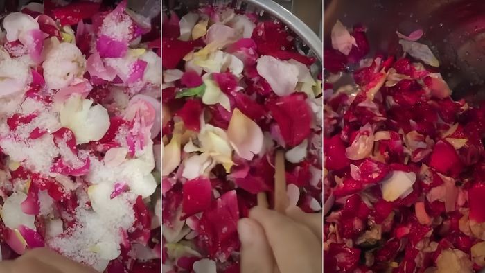 Hướng dẫn làm mứt hoa hồng không cần ướp – Bước 2