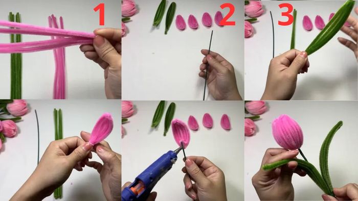 Cách tạo hoa tulip Tết từ kẽm nhung