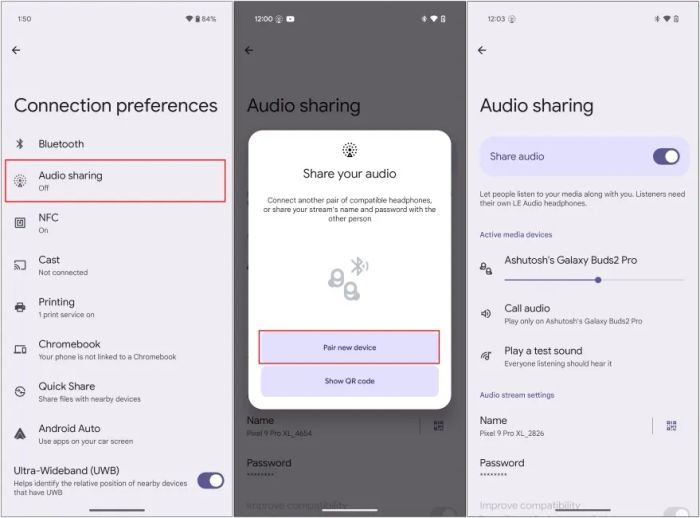 Chia sẻ âm thanh qua kết nối Bluetooth