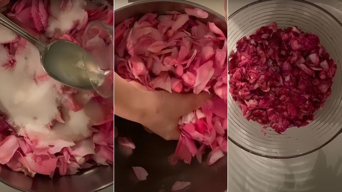 Hướng dẫn làm mứt hoa hồng thấm mật hương bước 3