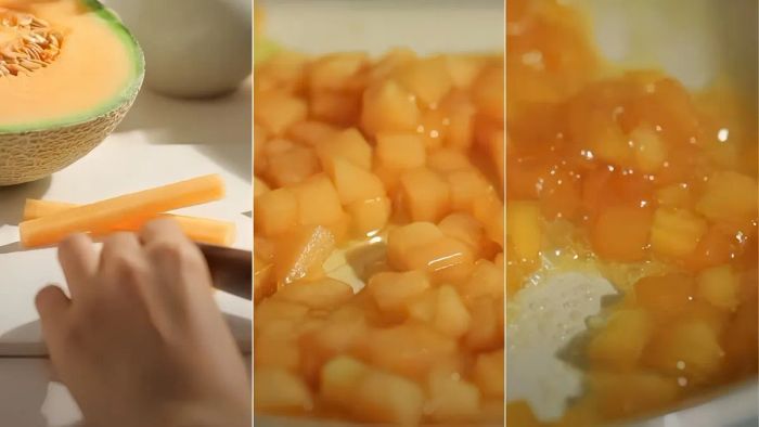 Hướng dẫn làm mứt dưa lưới dứa, các bước 1 và 2