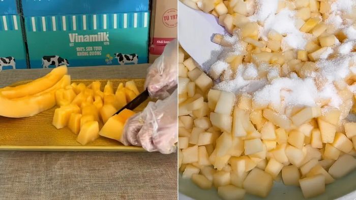 Hướng dẫn cách làm mứt dưa lưới truyền thống cho các bước 1 và 2