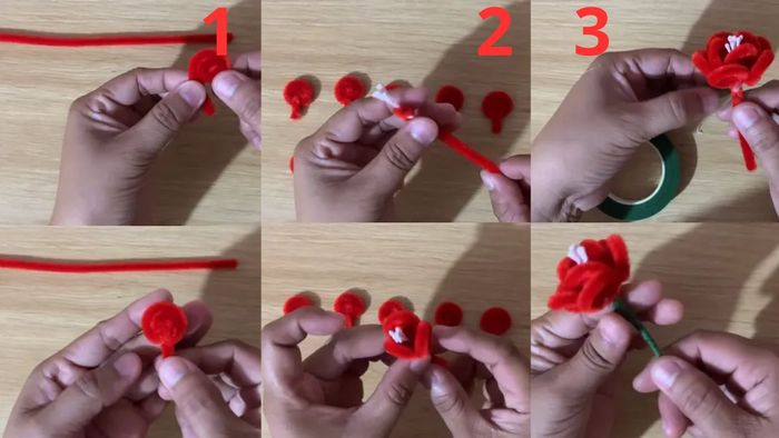Hướng dẫn làm hoa đào Tết từ kẽm nhung