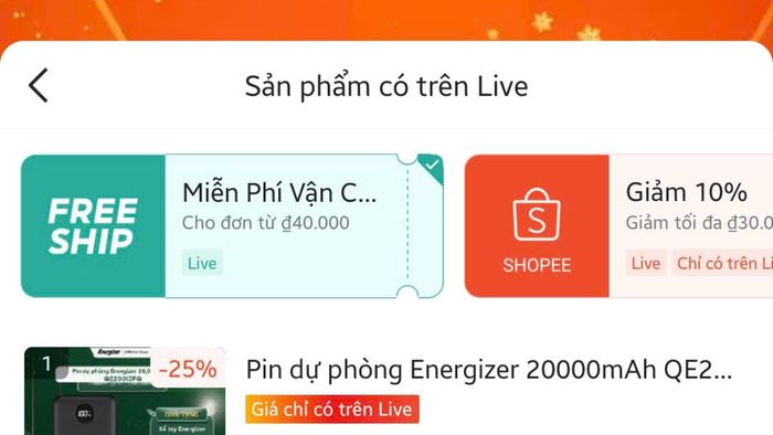 Mã Freeship Shopee chỉ áp dụng trên Live