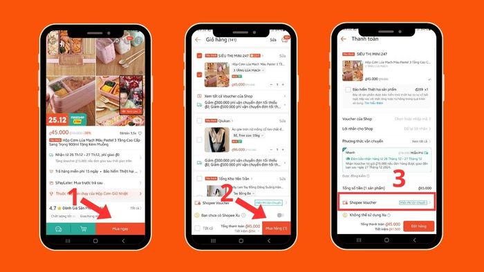 Hướng dẫn sử dụng mã Freeship Shopee - các bước 1, 2, 3