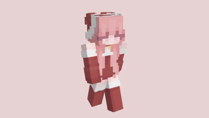 Skin Minecraft màu hồng cute