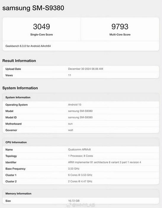 Hiệu năng ấn tượng của Galaxy S25 Ultra được hé lộ qua điểm số Geekbench