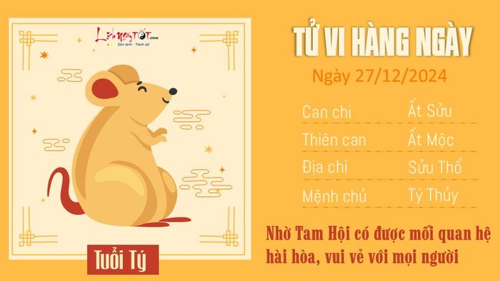 Tử vi ngày 27/12/2024 của 12 con giáp - Tuổi Tý