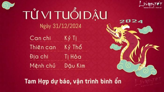 Tử vi hàng ngày 31/12/2024 - Dậu