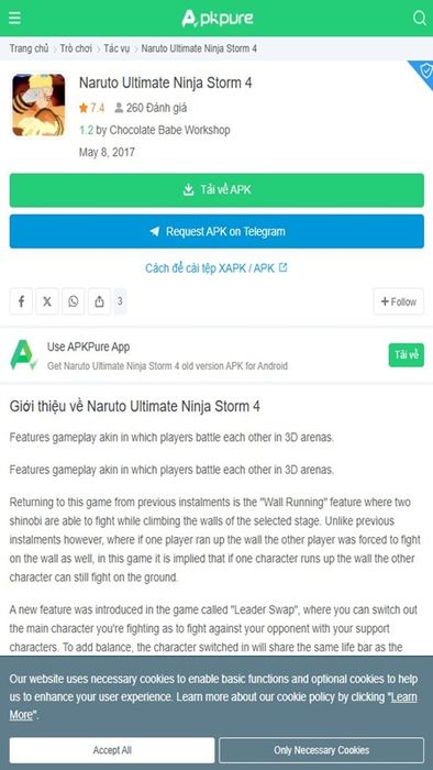 Hướng dẫn tải Naruto Shippuden: Ultimate Ninja Storm 4 cho điện thoại