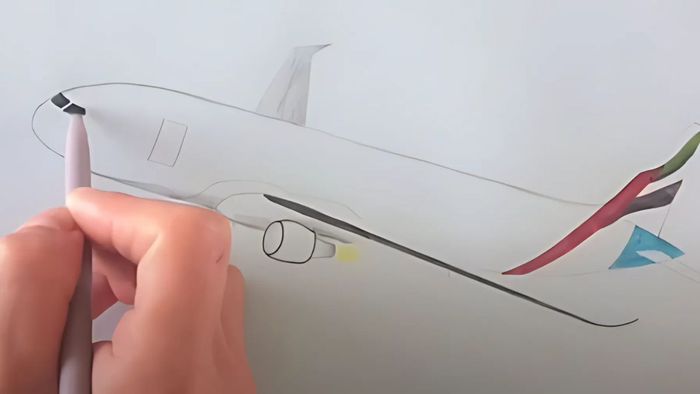 Bước 2 trong hướng dẫn vẽ máy bay Boeing 787