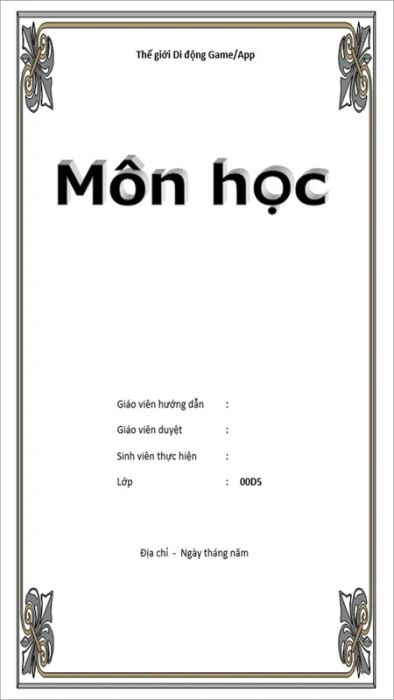 Mẫu bìa báo cáo học tập