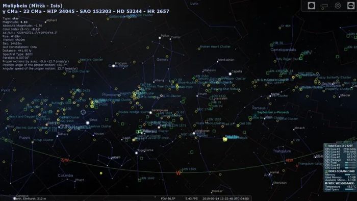 Tính năng giao diện điều chỉnh của Stellarium
