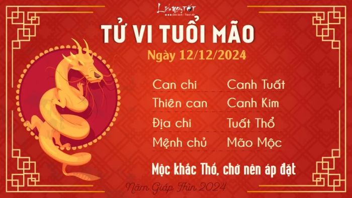 Xem tử vi ngày 12/12/2024 - Tuổi Mão