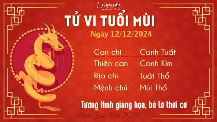 Dưới ảnh hưởng của Tương Hình, người tuổi Mùi có thể cảm thấy tự ti và thiếu sự tự tin trong việc đưa ra quyết định. Điều này khiến bạn dễ dàng bỏ lỡ cơ hội quý giá do chần chừ, do dự. Hãy cố gắng kiên định hơn trong hôm nay.