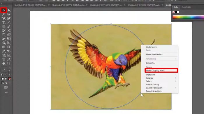 Hướng dẫn cắt hình trong AI với Clipping Mask bước 3