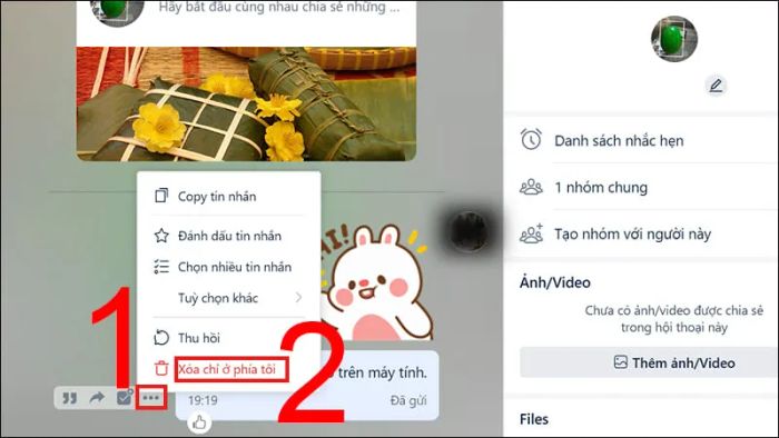 Cách xóa tin nhắn Zalo trên máy tính