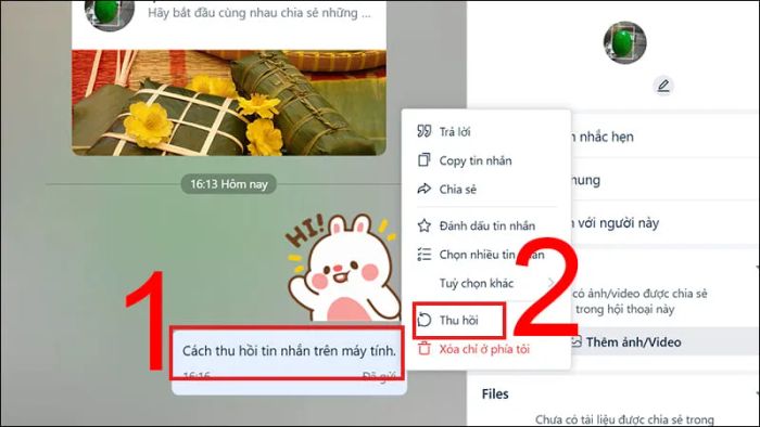 Cách thu hồi tin nhắn Zalo trên máy tính