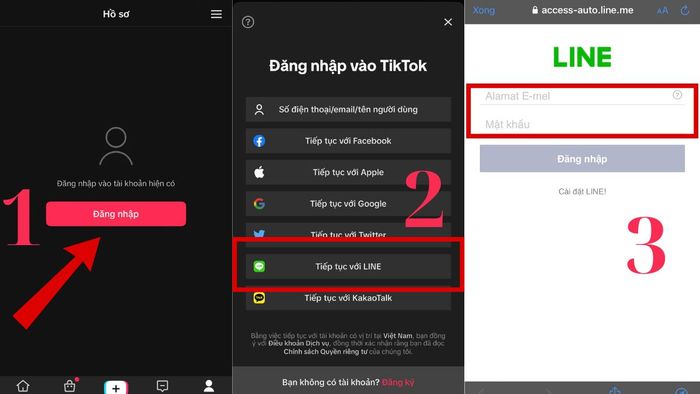 Đăng nhập TikTok qua LINE