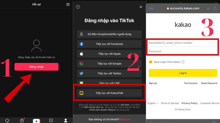 Đăng nhập TikTok qua KakaoTalk