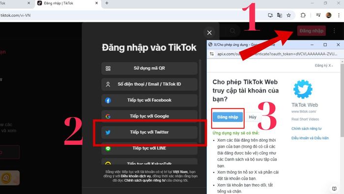 Đăng nhập TikTok bằng tài khoản Twitter