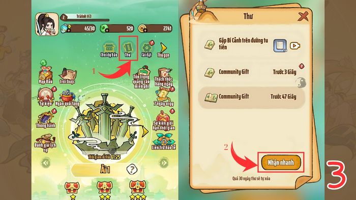 Hướng dẫn nhập code Ngự Kiếm Quét Bát Hoang bước 3