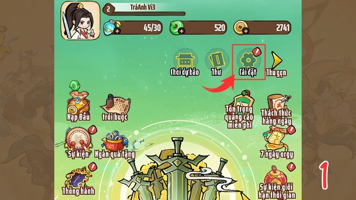 Hướng dẫn nhập mã code Ngự Kiếm Quét Bát Hoang bước 1