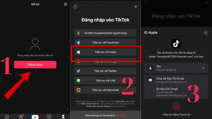 Đăng nhập TikTok bằng tài khoản Apple