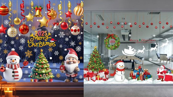 Trang trí cửa kính với các chi tiết Noel nhẹ nhàng nhưng đầy sắc màu sẽ làm cho không gian ngôi nhà thêm phần tươi mới và lôi cuốn trong mùa Giáng sinh.