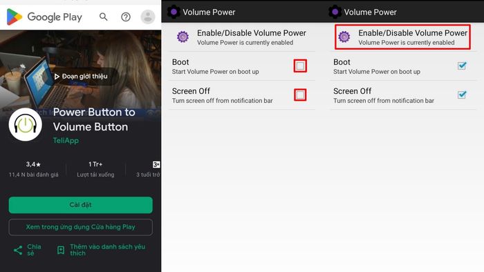 Sử dụng Power Button to Volume Button để chuyển chức năng nút nguồn sang nút âm lượng