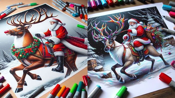 Vẽ ông già Noel cưỡi tuần lộc một cách đơn giản