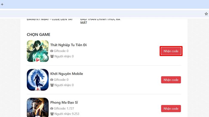 Hướng dẫn nhập mã code Thất Nghiệp Tu Tiên Đi trên Vplay, bước 2
