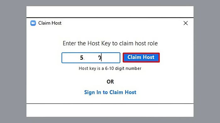 Khắc phục lỗi Invalid Meeting ID - Tham gia cuộc họp Claim Host bằng Host Key bước 2,3