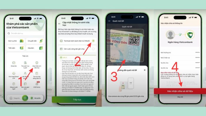 Hướng dẫn cập nhật sinh trắc học Vietcombank - Kết nối App-to-App giữa VCB Digibank và VNeID