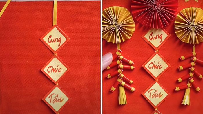 Cách làm thiệp Tết đơn giản bằng giấy cuốn - bước 2