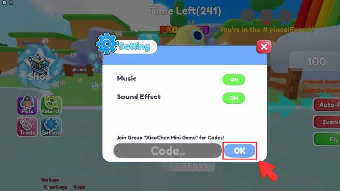 Hướng dẫn nhập mã code Flappy Bird Race - Bước 3