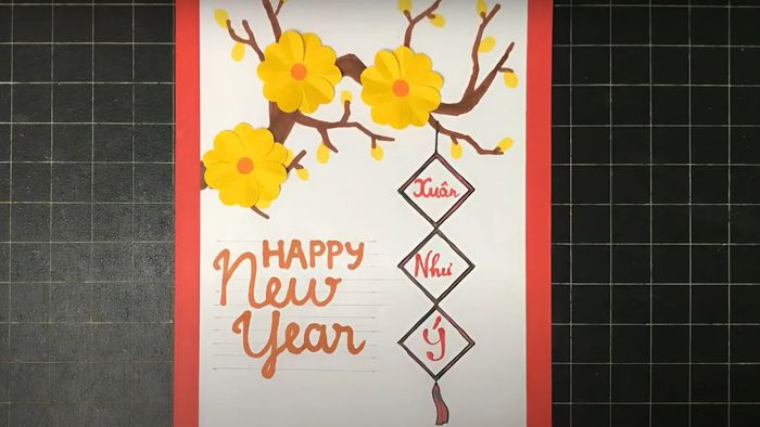 Hướng dẫn làm thiệp chúc Tết bằng giấy bìa - bước 3