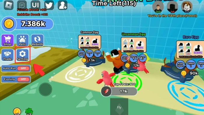 Hướng dẫn nhập mã code Flappy Bird Race - Bước 1