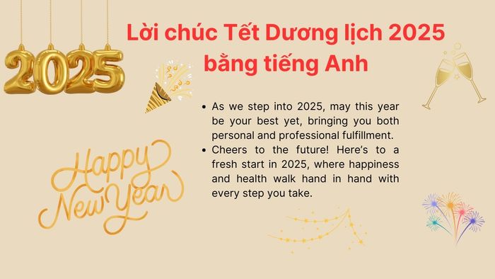 Lời chúc Tết Dương lịch 2025 bằng tiếng Anh gửi đến những người thân yêu.