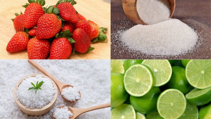 Chuẩn bị nguyên liệu cho mứt dâu tây sấy khô