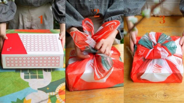 Cách gói quà Tết không cần giỏ với khăn