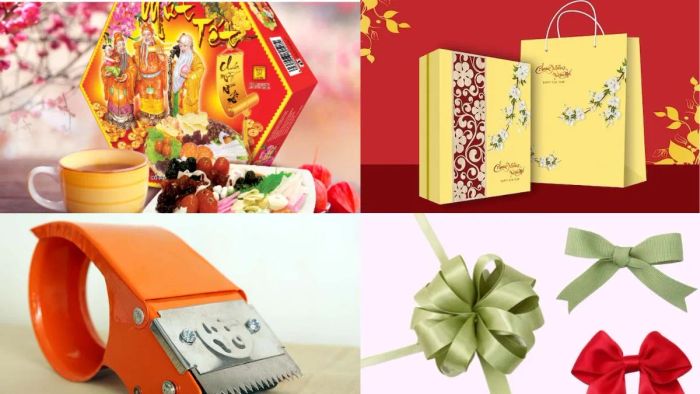 Các dụng cụ cần chuẩn bị để gói quà Tết không cần giỏ