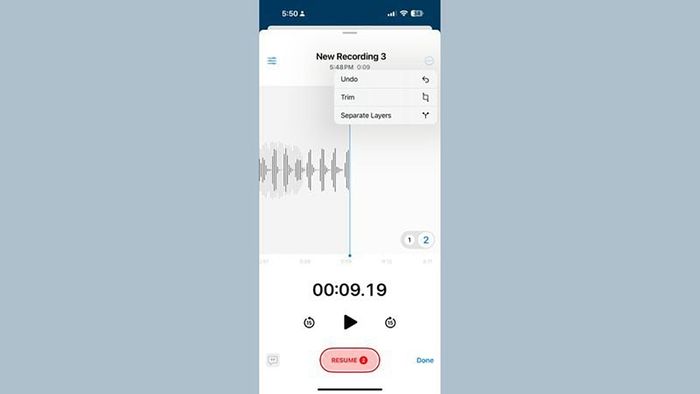iOS 18.2 đã tích hợp tính năng ghi âm đa lớp trong Voice Memos.